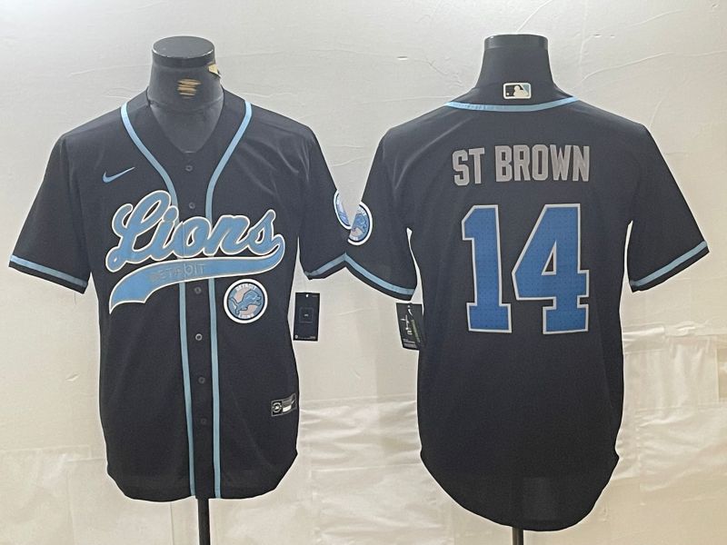 Men Detroit Lions #14 ST Brown Black Joint Name 2024 Nike Limited NFL Jersey style 3